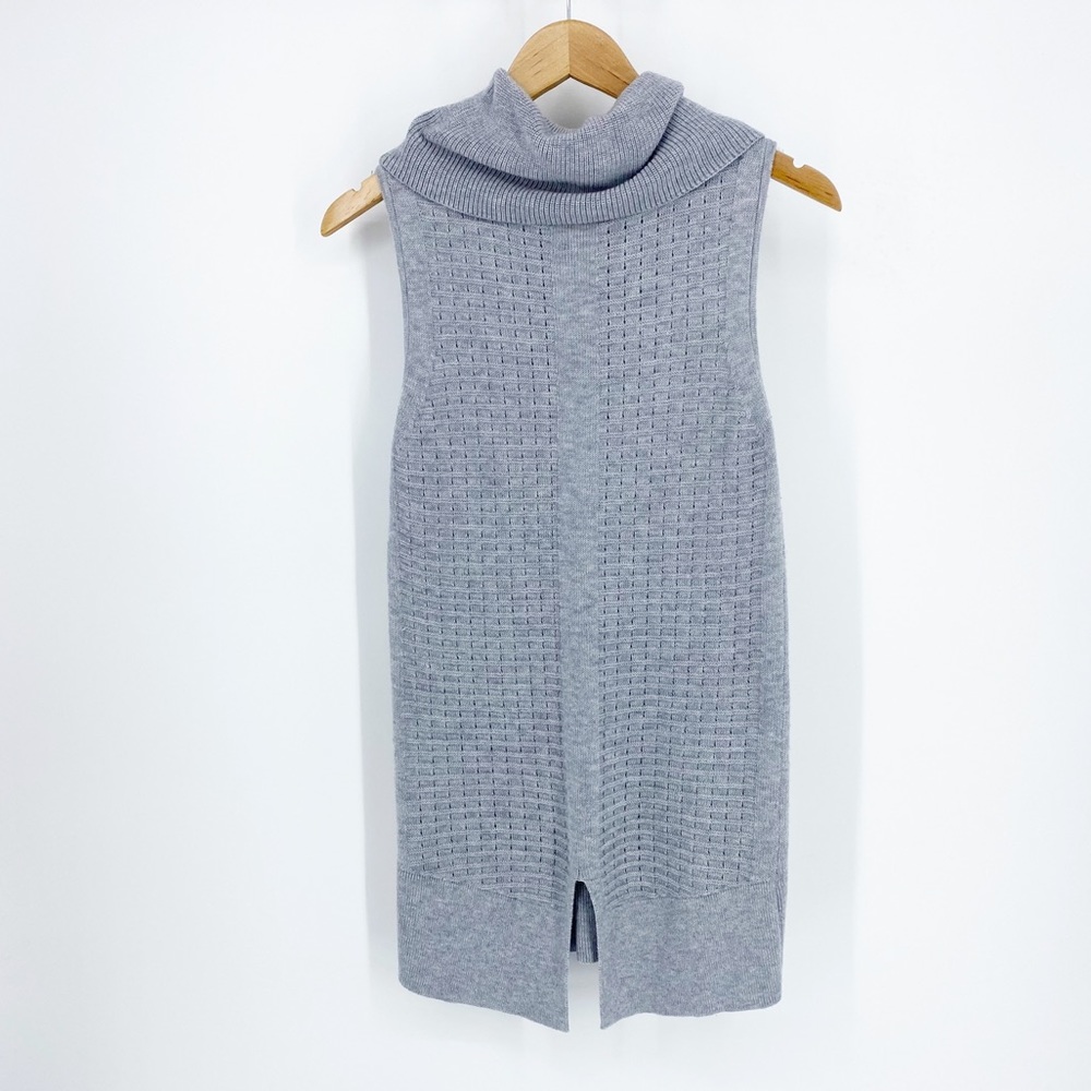 AVA Cowl Neck Sleeveless Sweater Gray Size Small - Picture 6 of 7